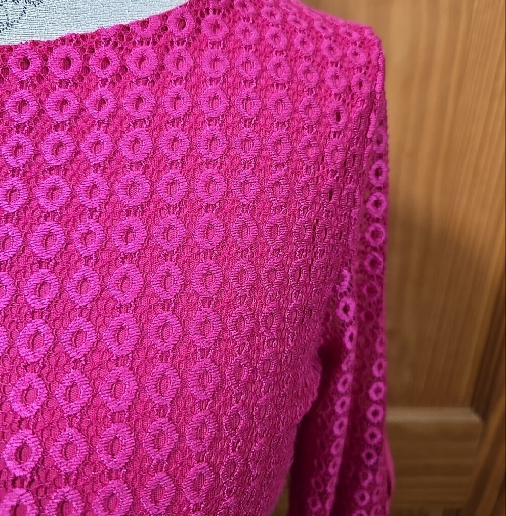 Women's Pink Eyelet Boatneck Top